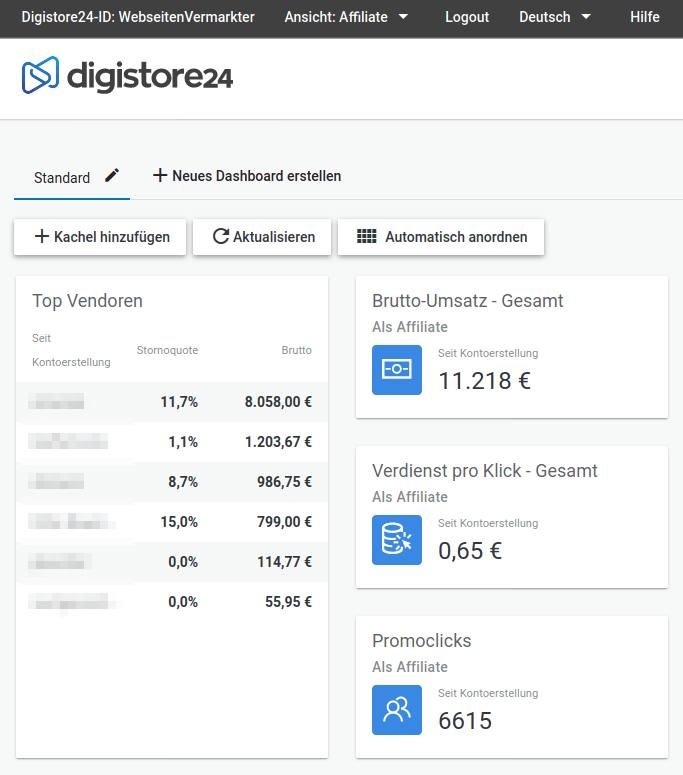 Digistore24 Einnahmen